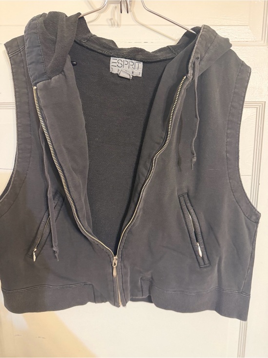 Esprit Jackets & Blazers - Esprit Charcoal Sleeveless Zip Hoodie